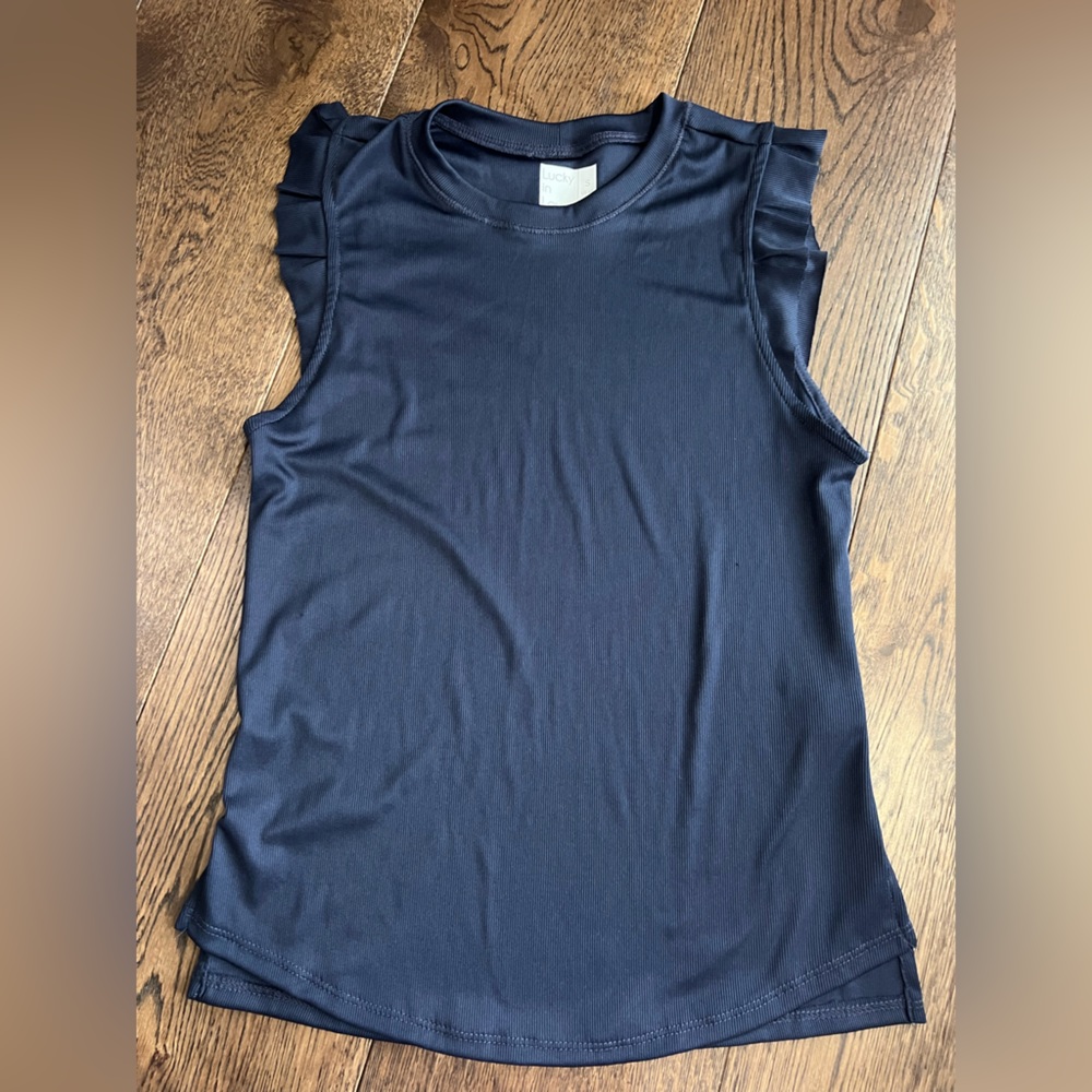 Lucky in Love Navy Ruffle Tank